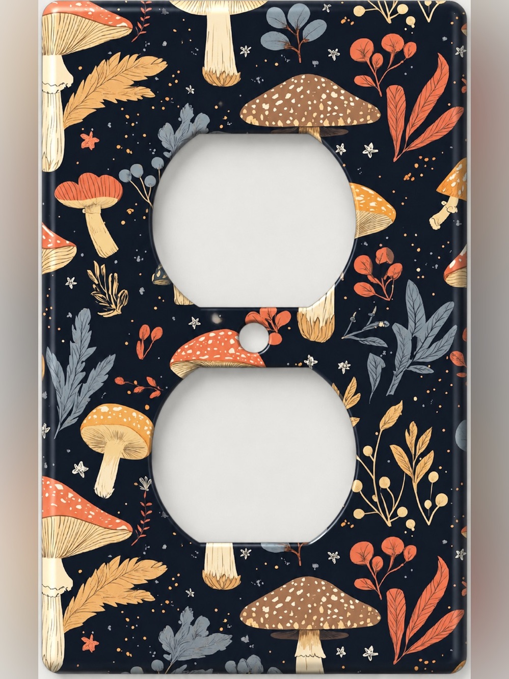 Handmade Mushroom Woodland Cottagecore Duplex Outlet Cover Plate